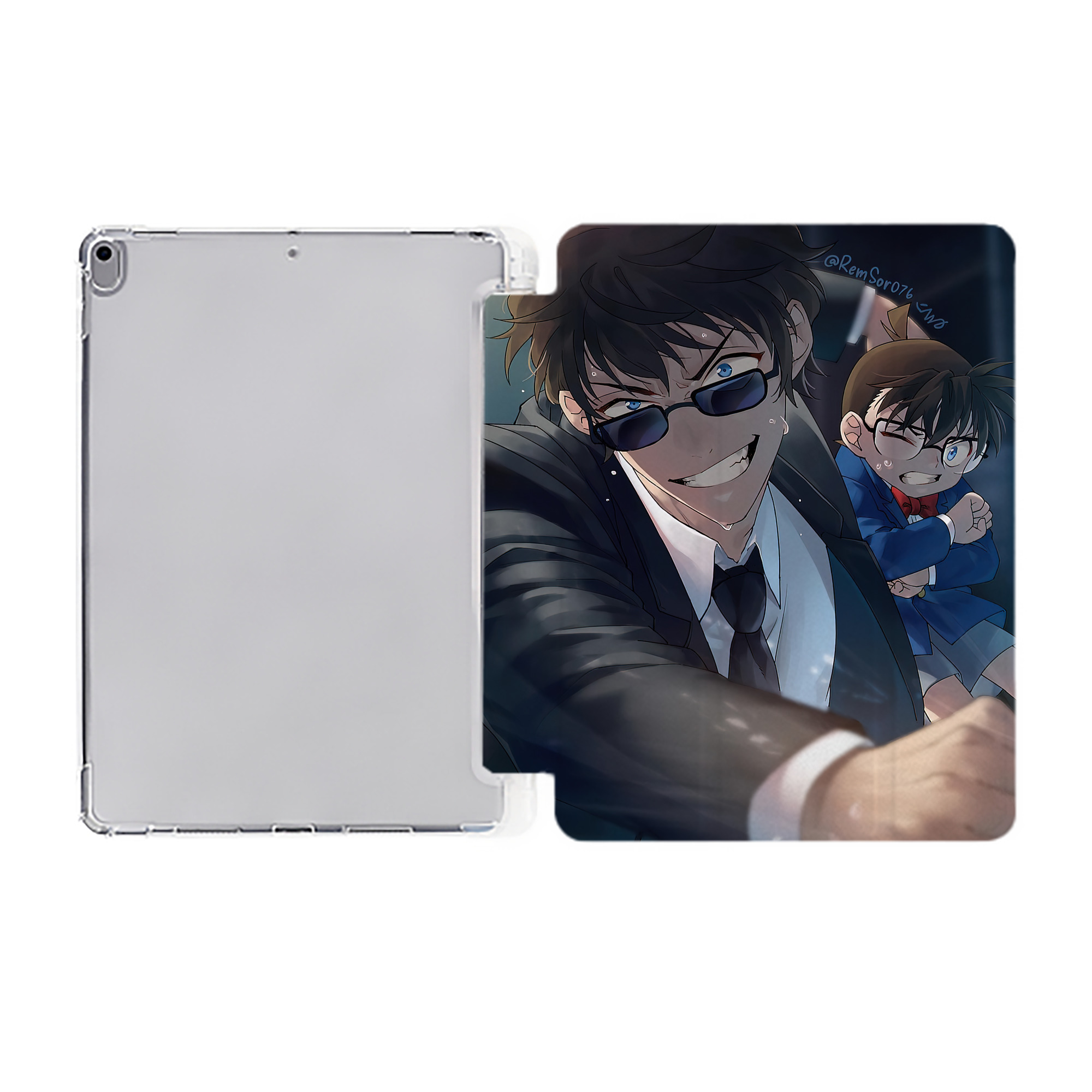 （画像用） 名探偵コナン Detective Conan IPad ケース ペン収納付き 三つ折りスタンド PUレザー×シリコン 対応機種9.5/10.5/10.9インチ
